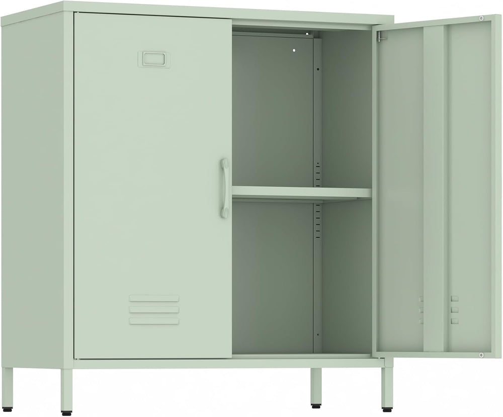 Metal Storage Cabinet Locker Cabinets with Doors and Adjustable Shelf for Kit...