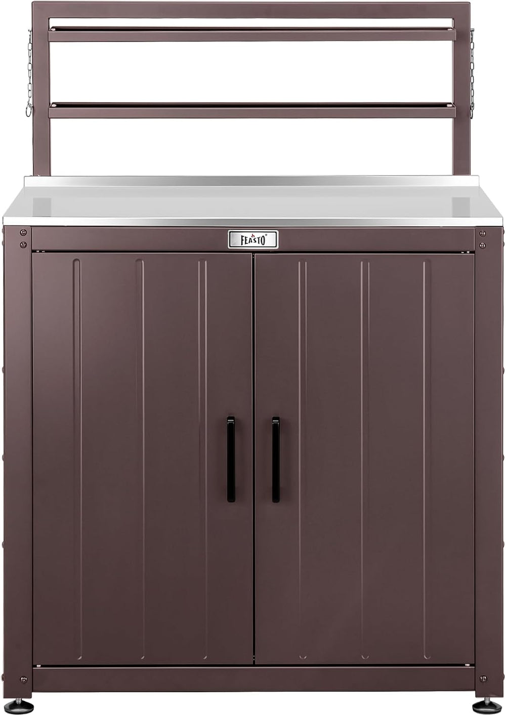 Feasto Outdoor Potting Bench Table with Storage Cabinet, Brown