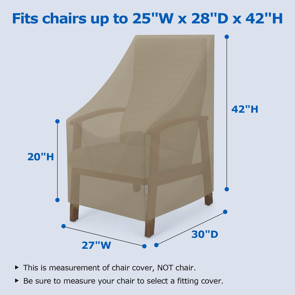 SunPatio Outdoor High Back Chair Covers 2 Pack, 27"W x 30"D x 42&qu...