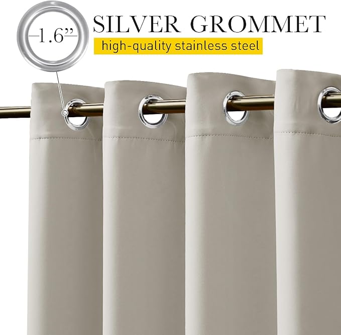 NICETOWN 2 Panels Waterproof Outdoor Curtains Fixed Grommet & Back Tab on...