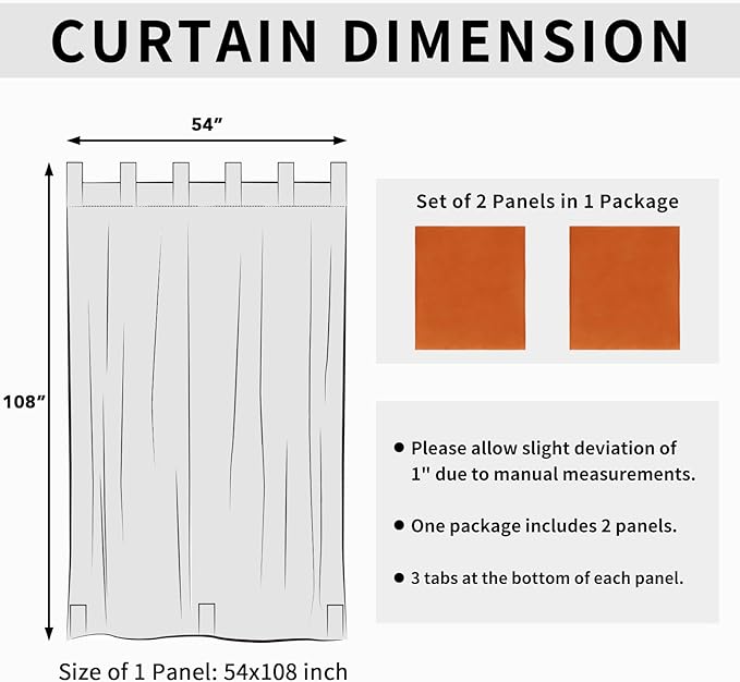Easy-Going Outdoor Patio Curtains Detachable Tab Top Windproof Weatherproof C...