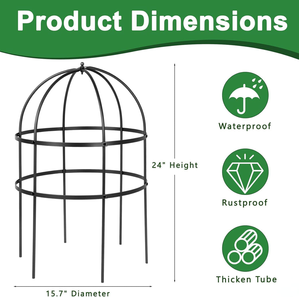 2 Pcs Jardin Bird Cage Plant Support 24" H Large Sturdy Grow-Through Flo...