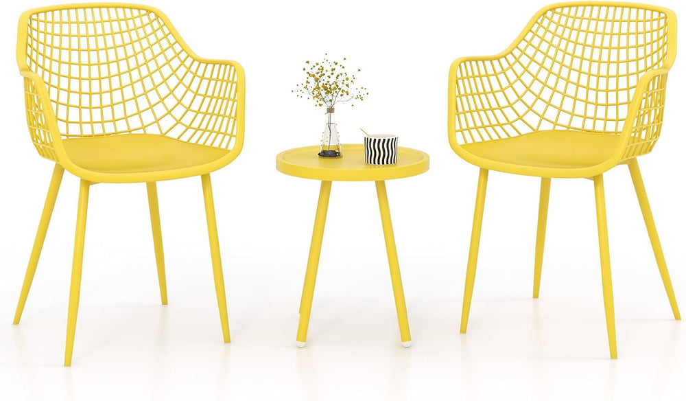 Tangkula 3 Piece Patio Bistro Set, All Weather Heavy Duty Table and Chairs Se...