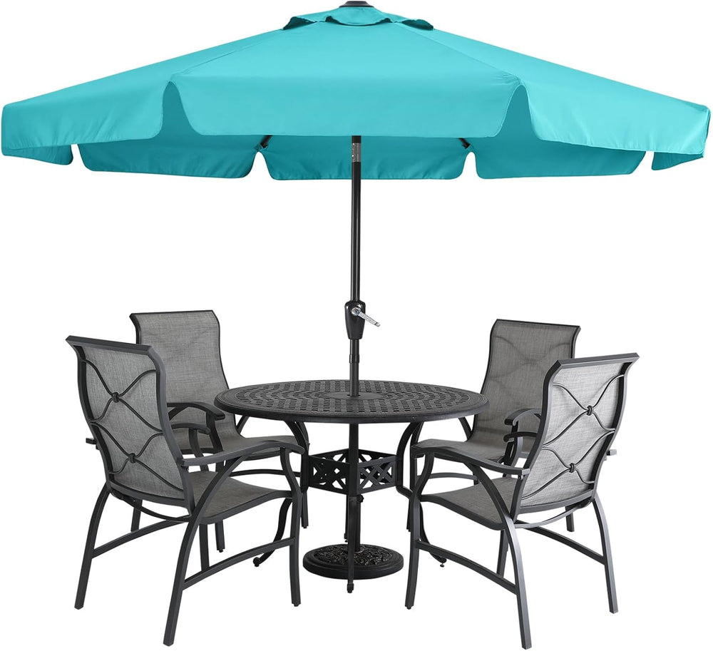 MASTERCANOPY 9ft Scalloped Valance Patio Umbrella, Crank & Tilt, Turquoise