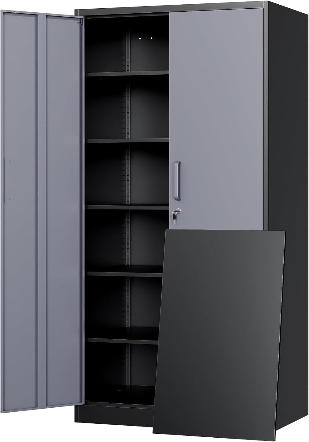 Metal Storage Cabinet with Locking Doors and 5 Adjustable Shelves, 72" G...