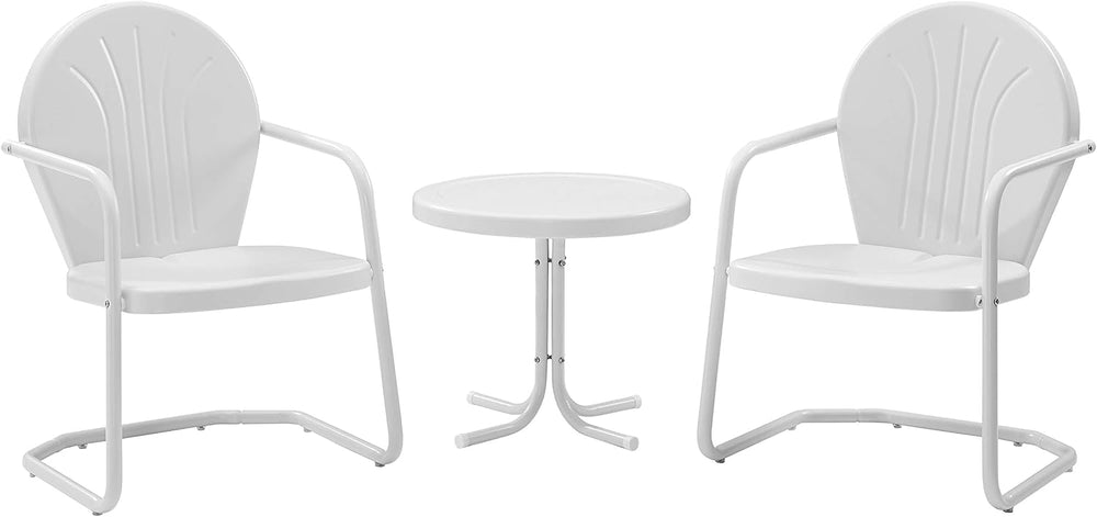 Crosley Furniture Griffith Retro Metal 3-Piece Chair & Side Table Set