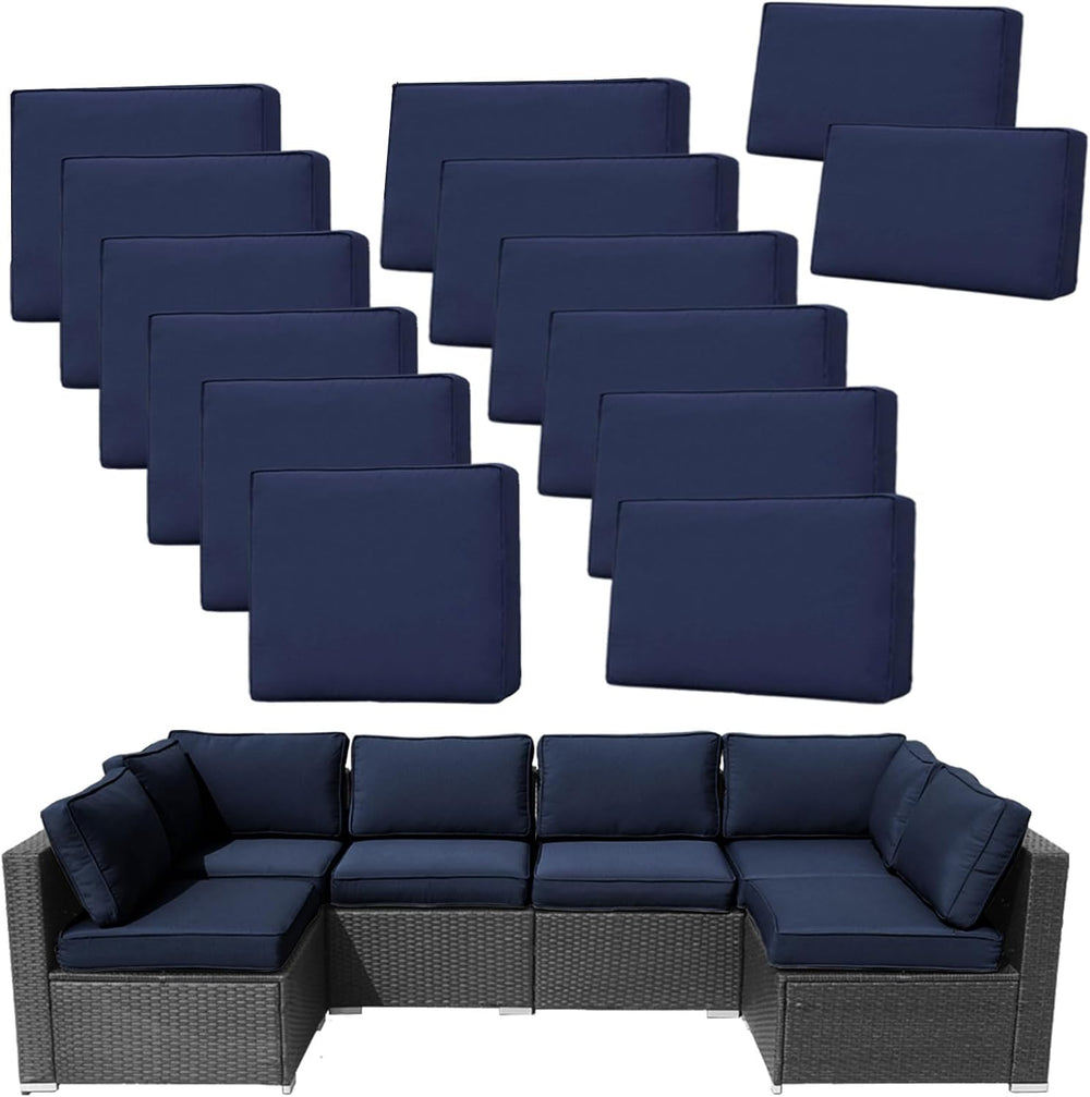 14Pieces Patio Cushion Covers Replacement Outdoor Couch Covers Splashproof UV...