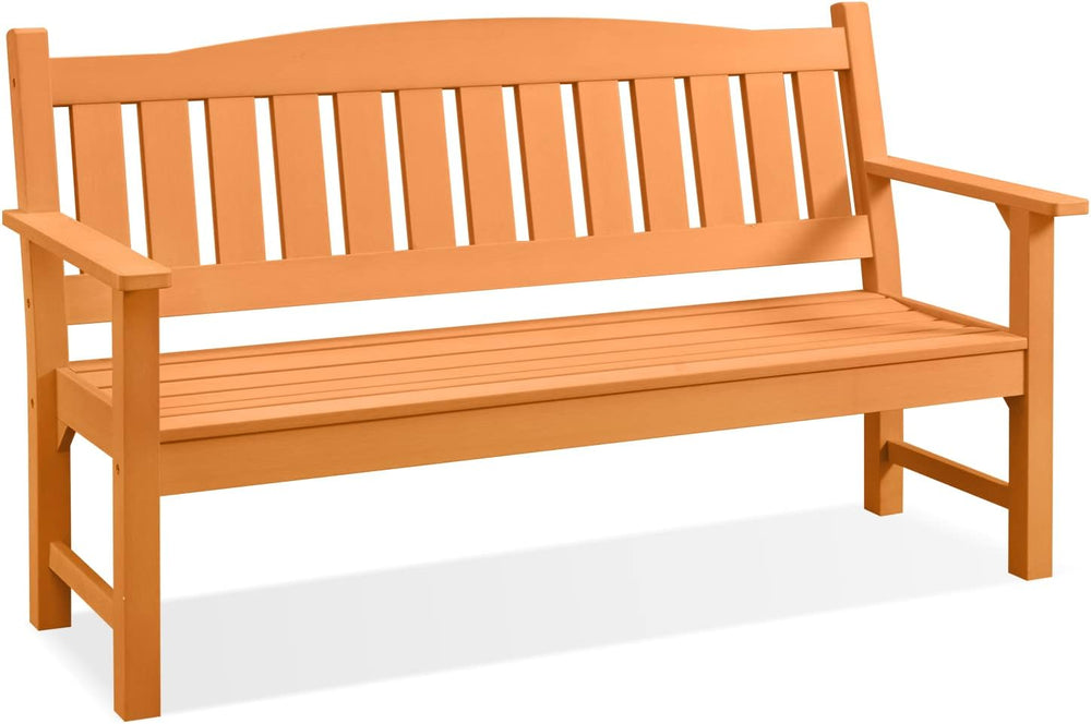 3-Person Poly Lumber Outdoor Bench Weatherproof, 800 Lbs, Orange