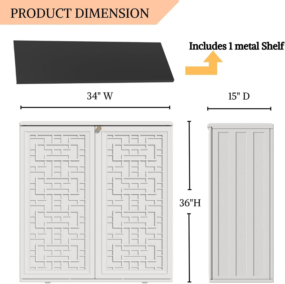 ZZM HDPE Outdoor Storage Shed, Outdoor Plastic Storage Cabinet, Horizontal Re...