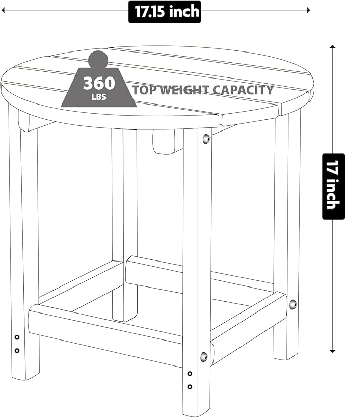 LZRS Round Adirondack Patio Side Table End Table, Outdoor Side Tables for Pat...