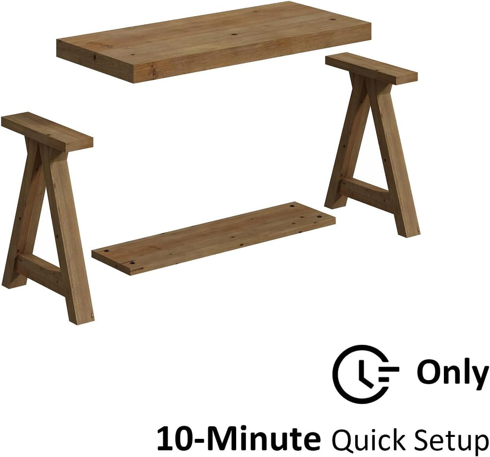 RowyPoey Solid Wood Bench, 30" Farmhouse Entryway Bench with Shoe Storage