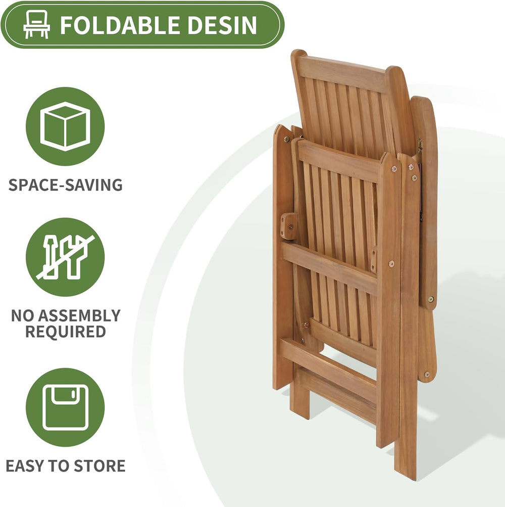 OC Orange-Casual Folding Patio Dining Chair Set of 4, Wood Chair,Dark Grey