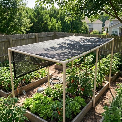 ShadeMart 70% Black Shade Cloth 10' x 16' HDPE Mesh Tarp for Garden P...