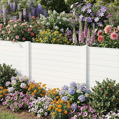 RELAX4LIFE Privacy Fence Screen, PVC Decorative Garden Fence Vinyl Fence Pane...