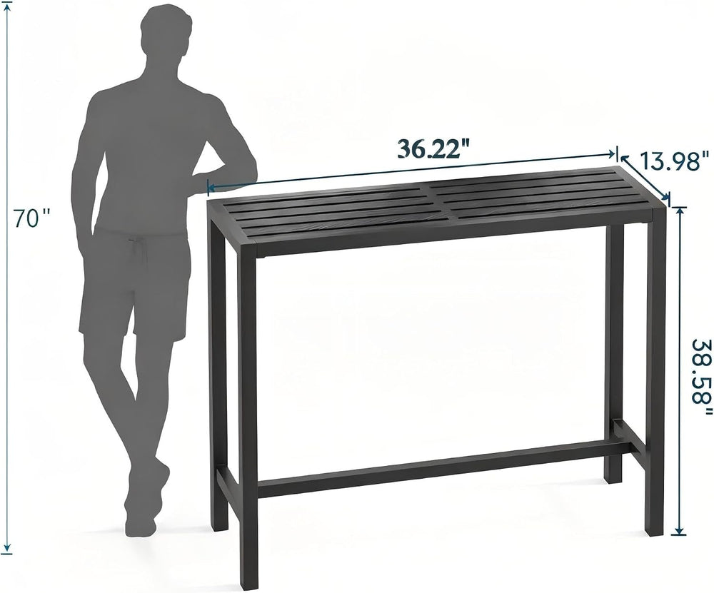 36" Outdoor Bar Height Table, Black Metal Frame with HDPE Top