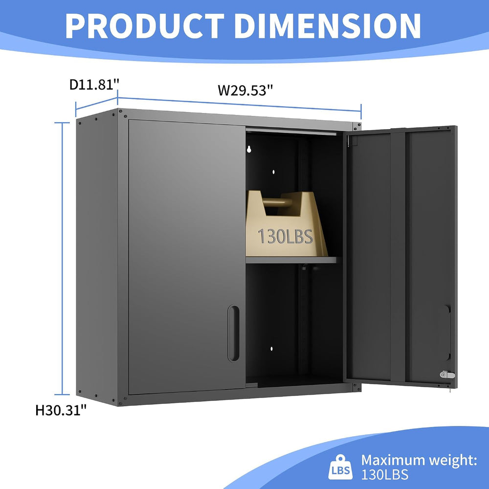 Wall Mounted Metal Storage Cabinet, Garage Hanging Tool Cabinet