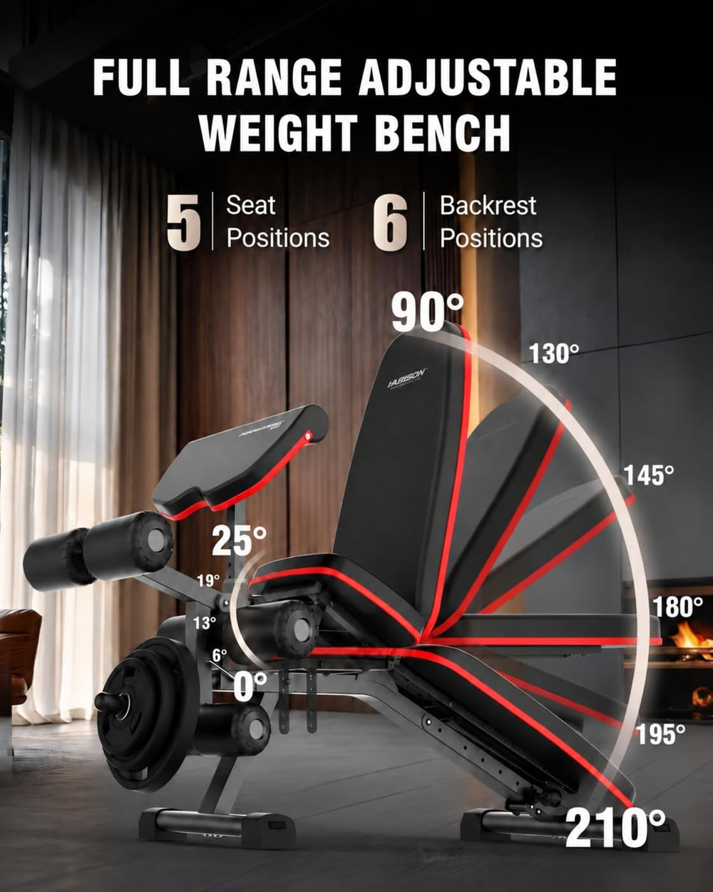 HARISON Adjustable Weight Bench, Bench1000 MAX Heavy Duty Workout Bench Press...