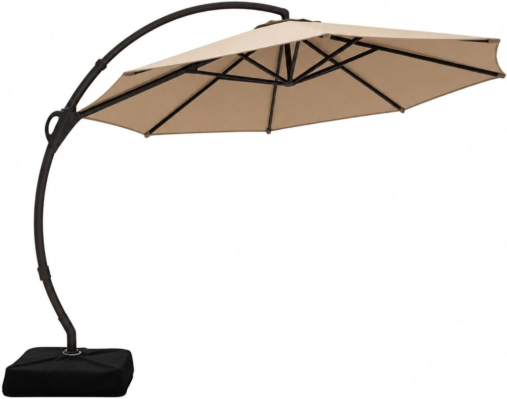 LAUSAINT HOME Outdoor Patio Umbrella with Base included, 11 FT Deluxe Curvy C...