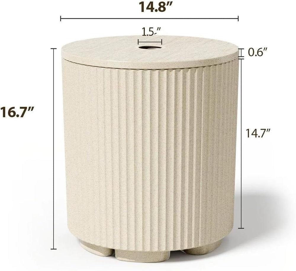 Patio Table for Umbrella, Pool Side Table, 2 Pack, Beige