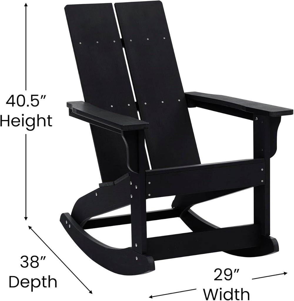 EMMA + OLIVER Black Adirondack Rocking Chair