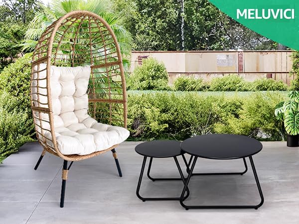 Patio Outdoor Coffee Table Set of 2, Weather Resistant Steel Round End Tables...