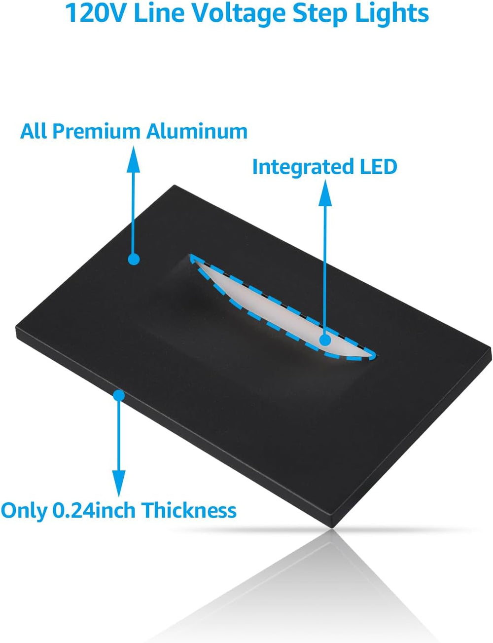 LEONLITE 3-Pack 5CCT 120V LED Step Lights, Horizontal, Black
