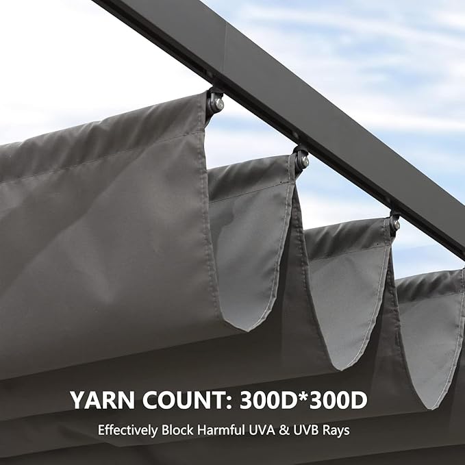 Pergola Shade Cover Replacement Canopy Top Compatible with 10 X 10 ft 6-Bar P...