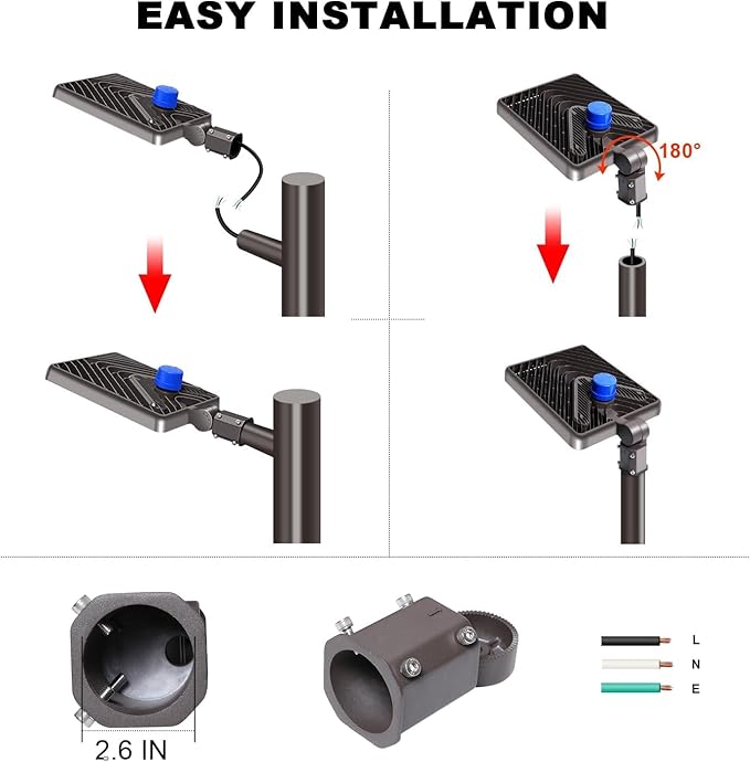 Juyace 480W LED Parking Lot Light 2 Pack, Slip Fitter Mount Outdoor Street Li...