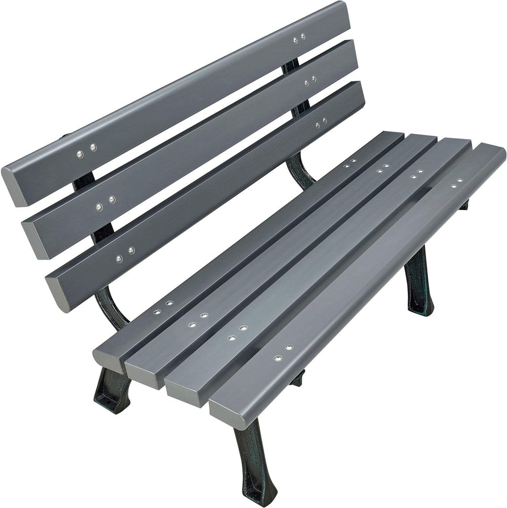 Global Industrial 4'L Outdoor Park Bench with Backrest, Recycled Plastic ...