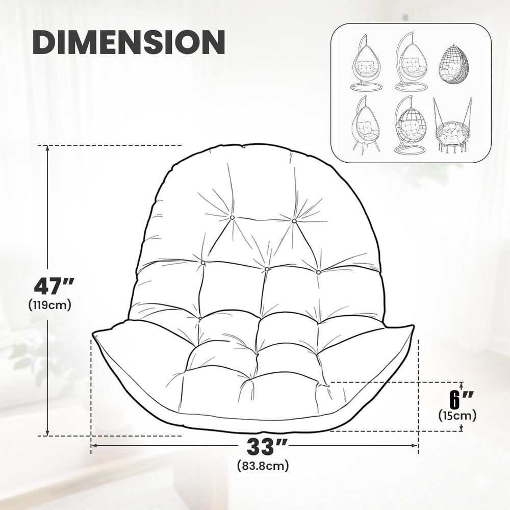 Egg Chair Cushion Replacement Outdoor Hanging Chair Cushion for Patio Furitur...