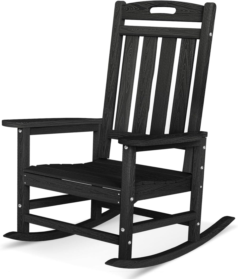 Oversized Outdoor Rocking Chair, HDPE Plastic High Back Rocking Chairs
