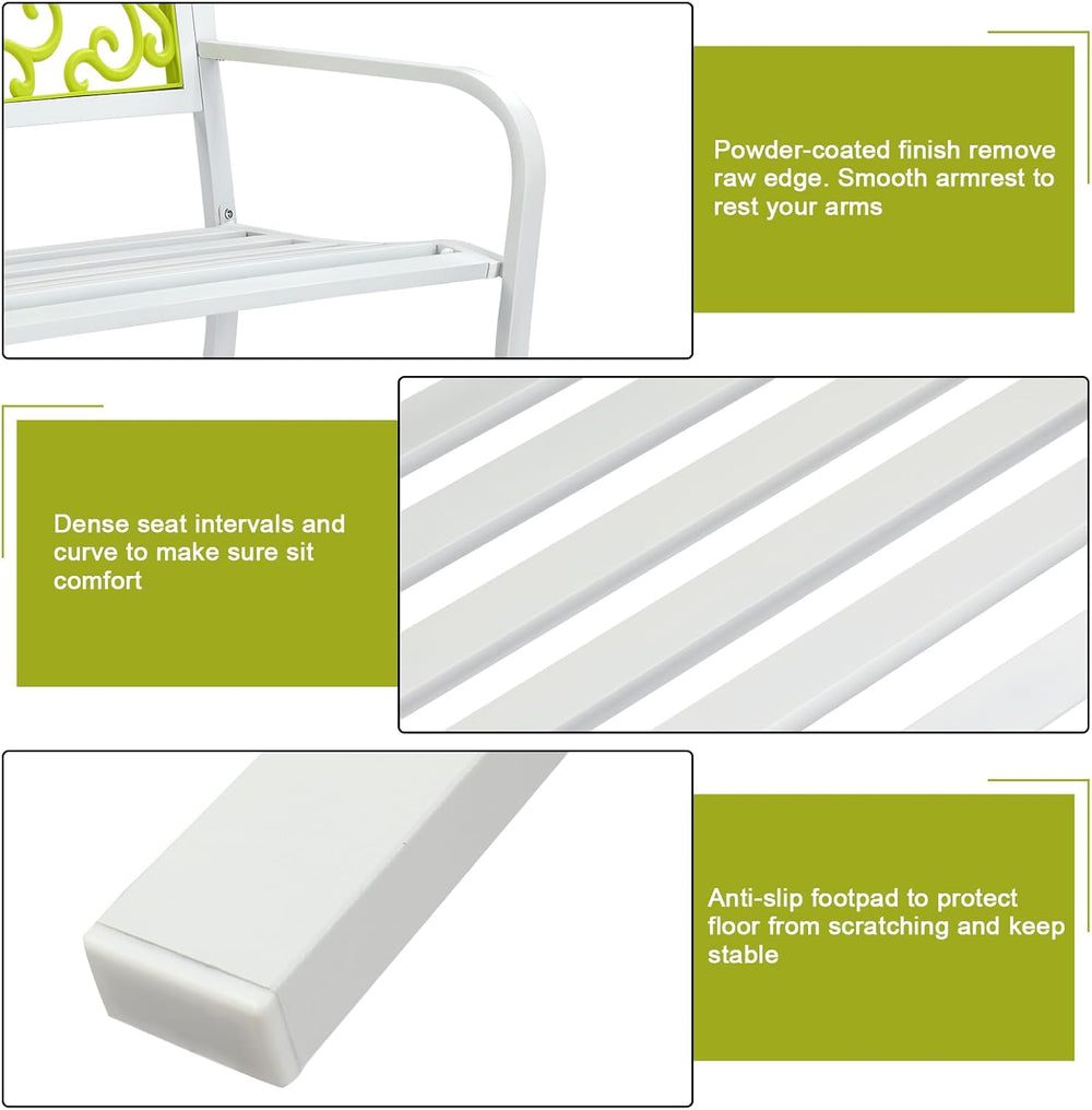 47in Outdoor Garden Park Bench,Outdoor Metal Porch Benches,Weatherproof Patio...