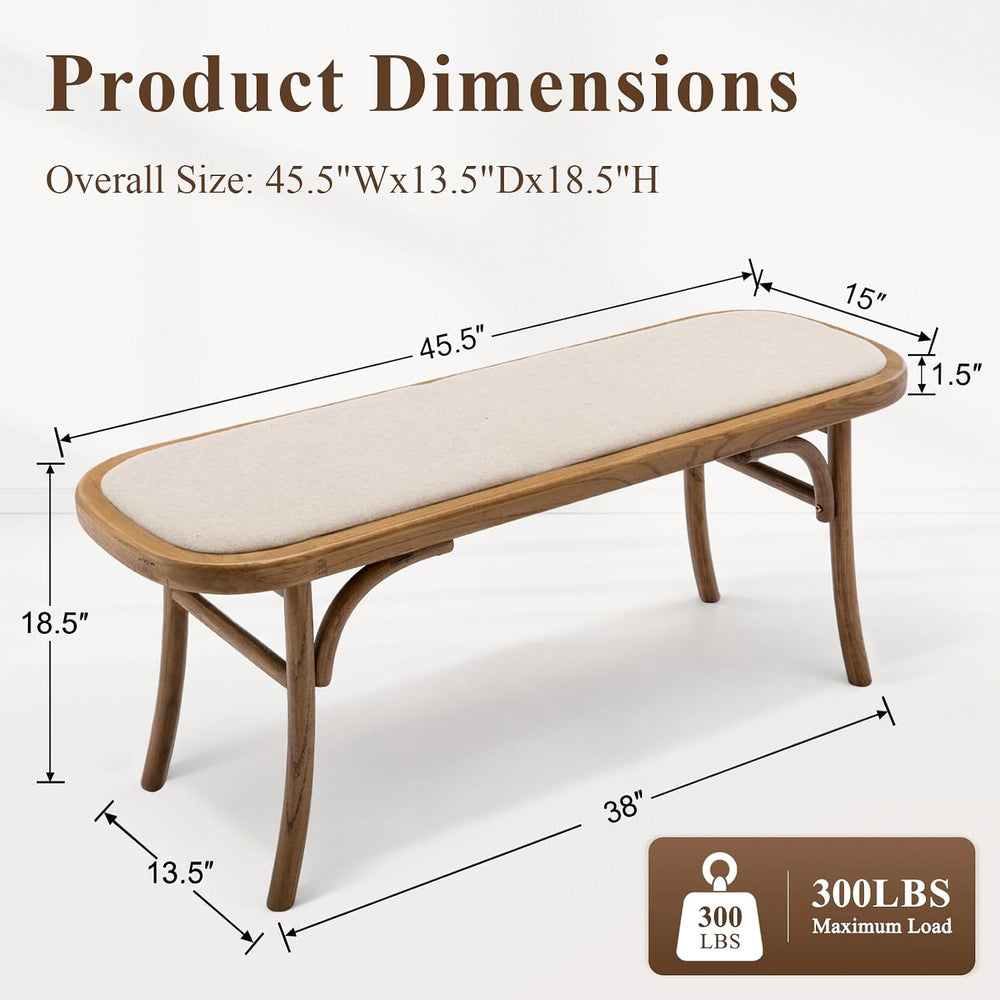 Farmhouse Wood Bench Small Entry Way Bench Seat Narrow Dining Bench Bed End I...