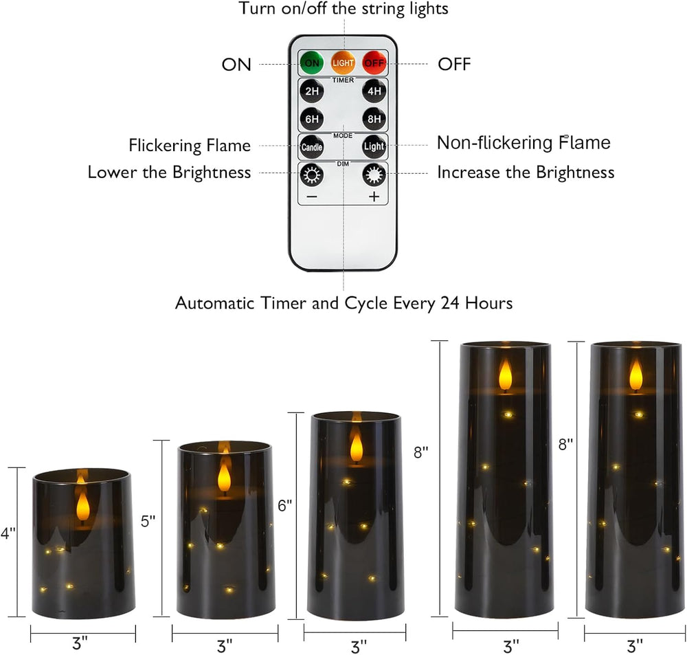 Homemory Halloween Flameless Candles, Black LED Pillar Candles with Remote