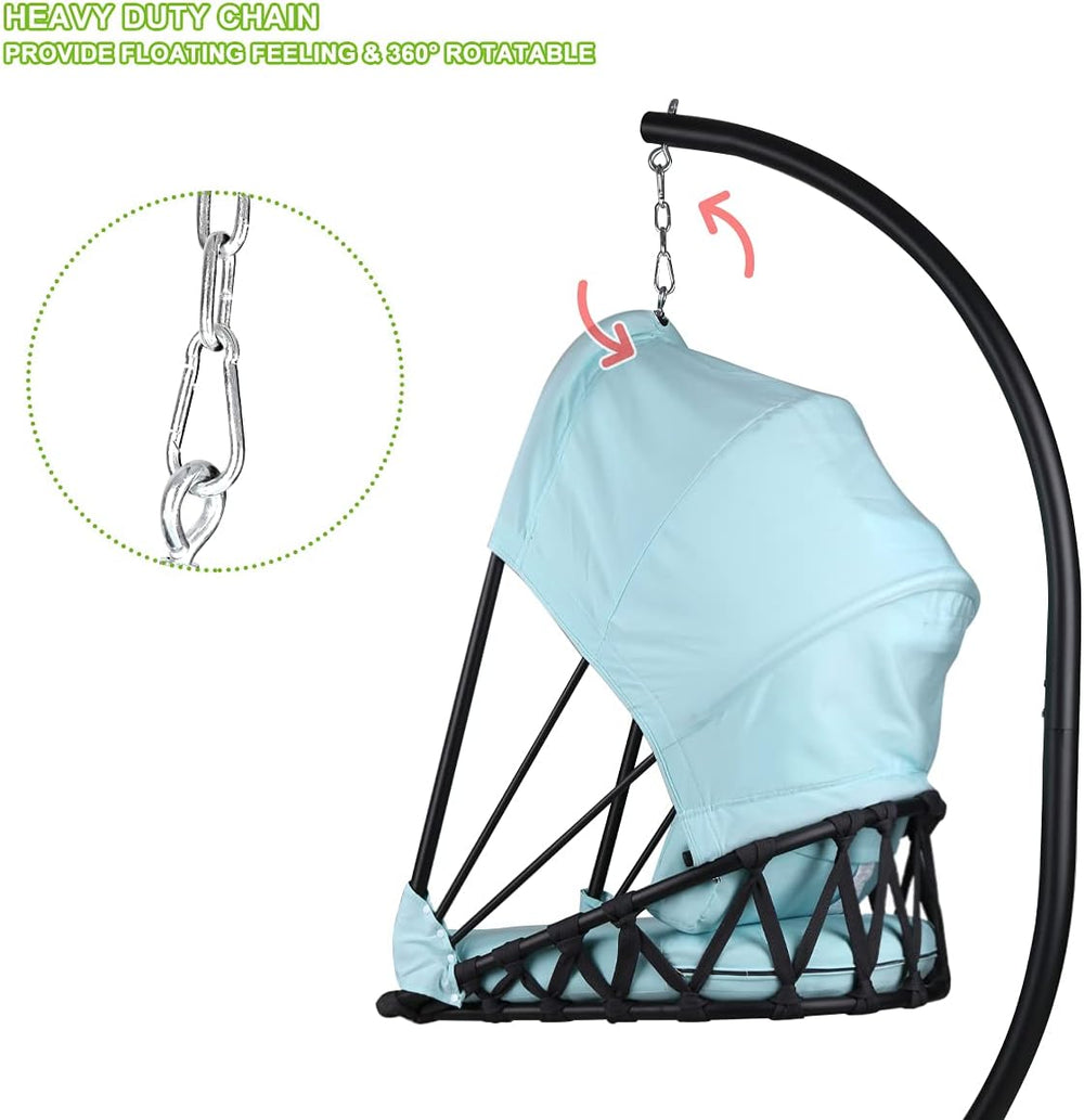 Foldable Hanging Chair Swing Hammock Egg Chair PE Rattan Wicker Seat w/Padded...