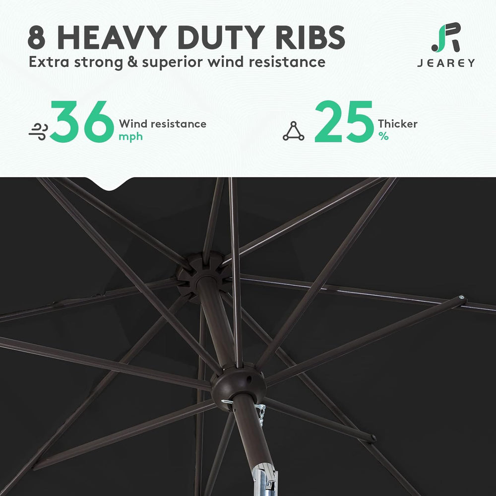JEAREY 9FT Outdoor Patio Umbrella, Market Umbrella, Black