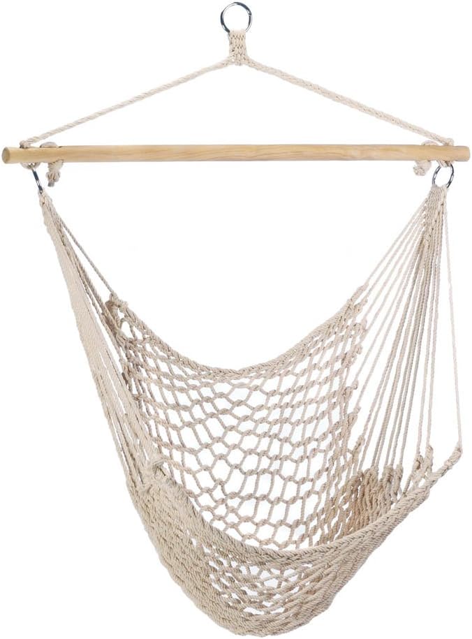 Gifts & Decor Cotton Rope Hammock Cradle Chair with Wood Stretcher