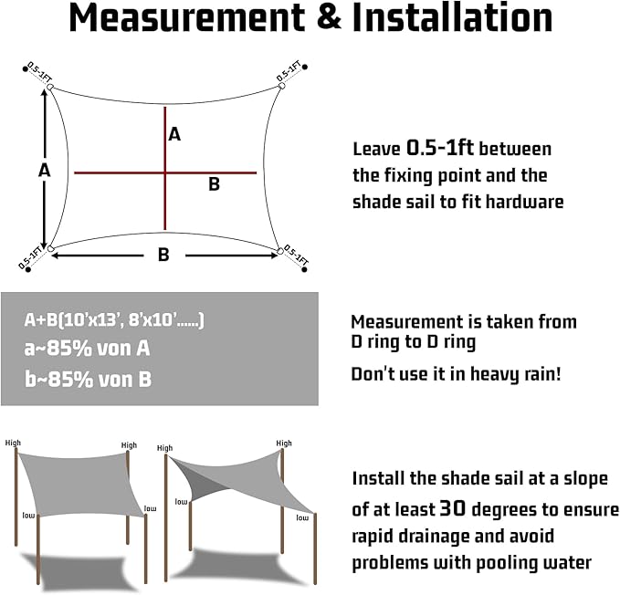 LOVE STORY Right Triangle 8'x9'x12' Waterproof Sun Shade Sail Can...