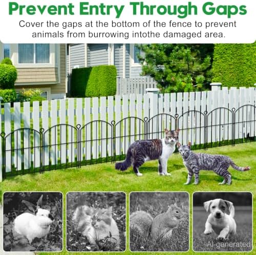 Decorative Garden Fence 17in (H) x15ft (L),Arched Rustproof Metal No Dig