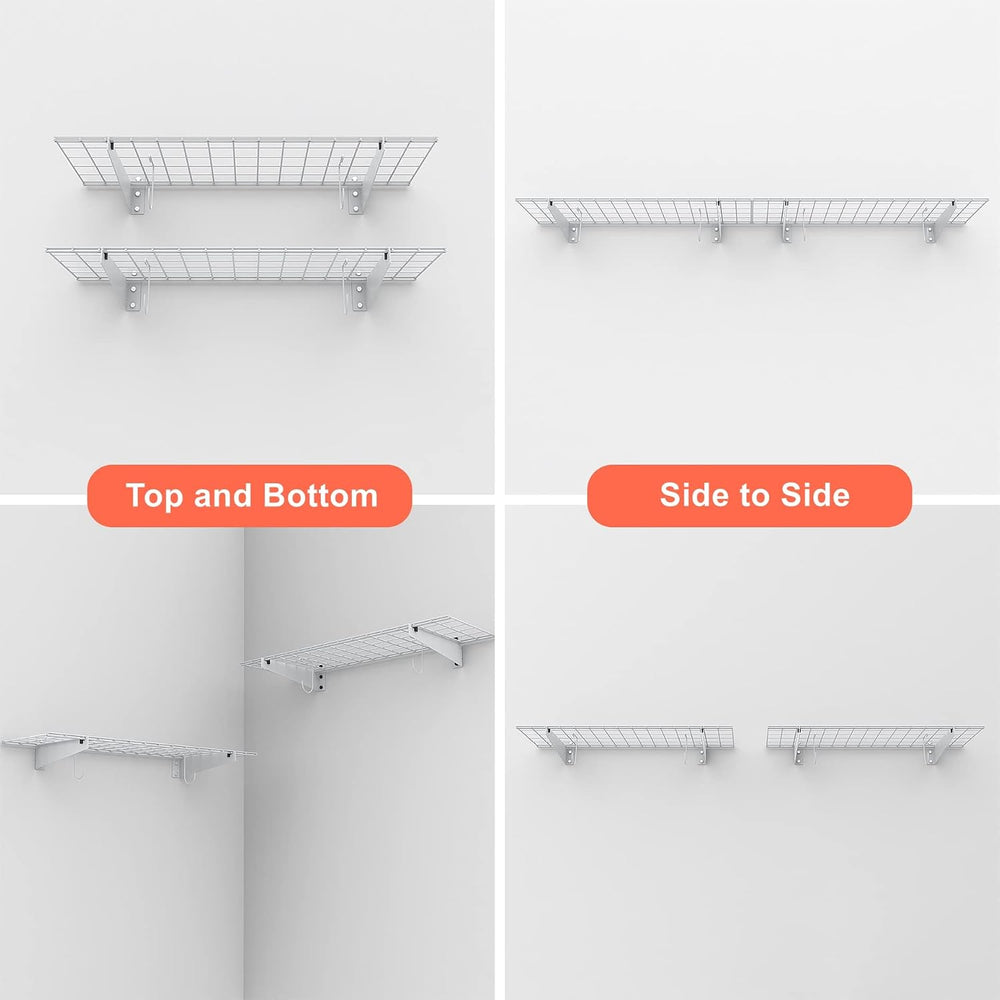 TORACK 2-Pack Garage Wall Shelves, 15"x45" Wall Mounted Wire Shelves