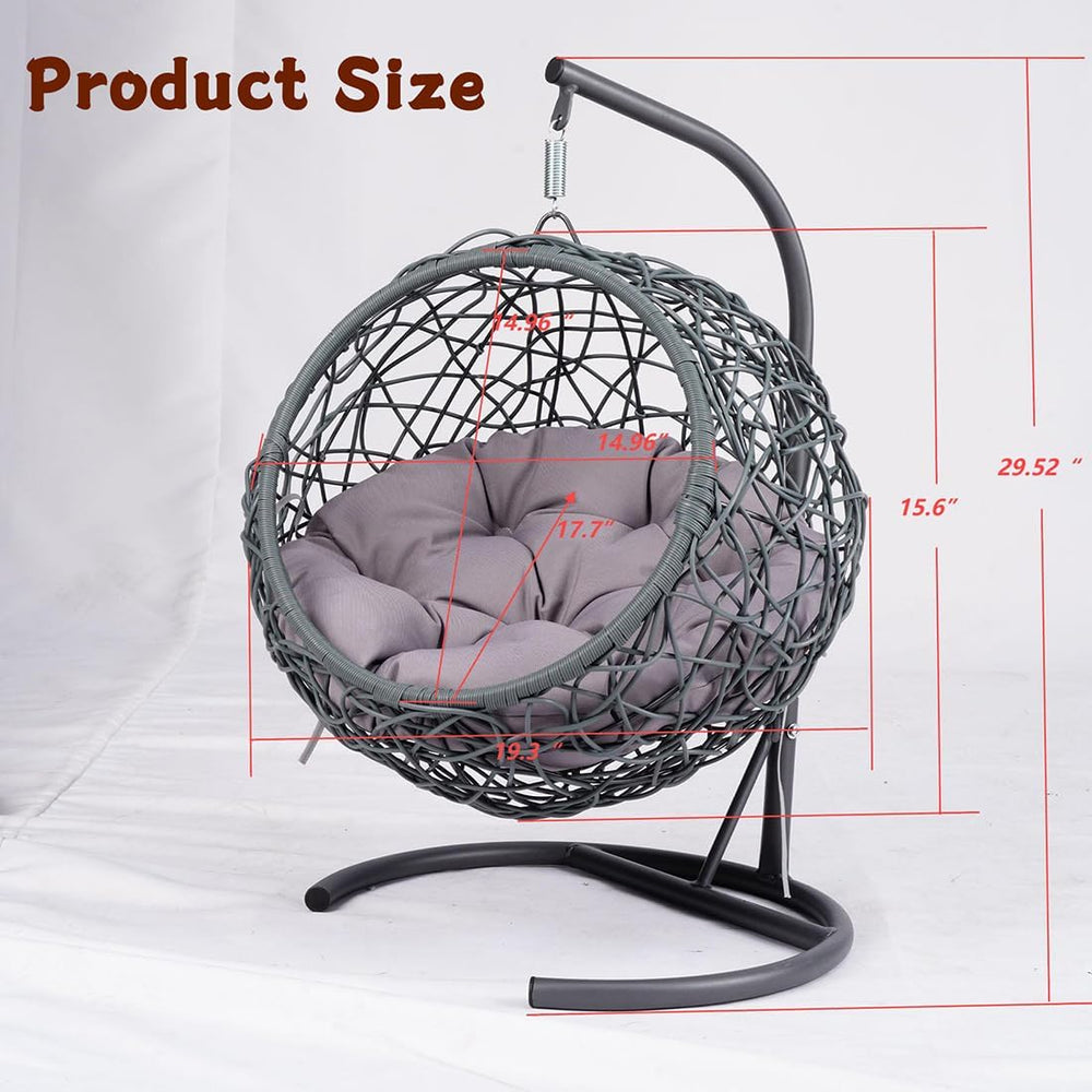 Anwick Cat Swing Bed with Stand & Cushion Indoor Outdoor, Egg Chair with ...