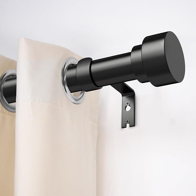 2 Pack Black Curtain Rods for Windows 48 to 84, 1 Inch Adjustable Heavy Duty ...