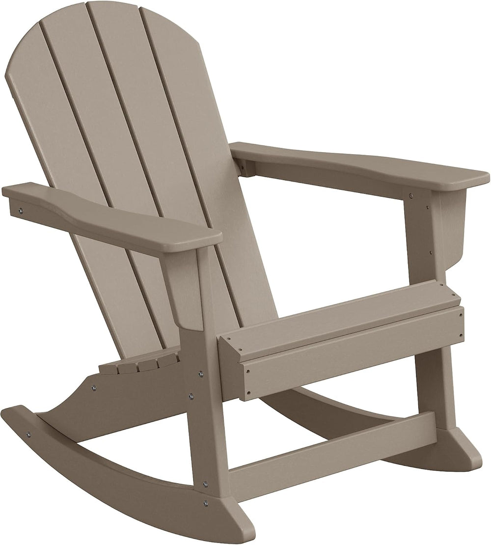 HDPE Laguna Outdoor Rocking Poly Adirondack Chair, Weathered Wood