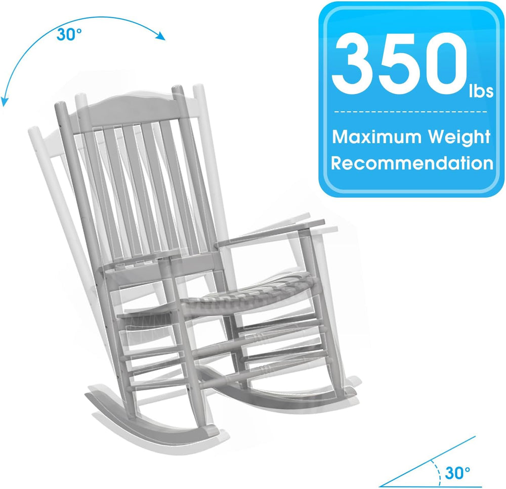 D&F Design Outdoor Rocking Rocker, Wood Rocking Chair with High Back and ...