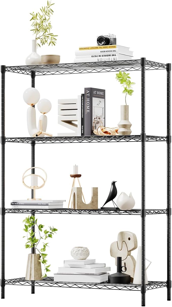 BestOffice | 4-Tier Wire Storage Shelves | 36x14x54 | Black | with Adjustable...