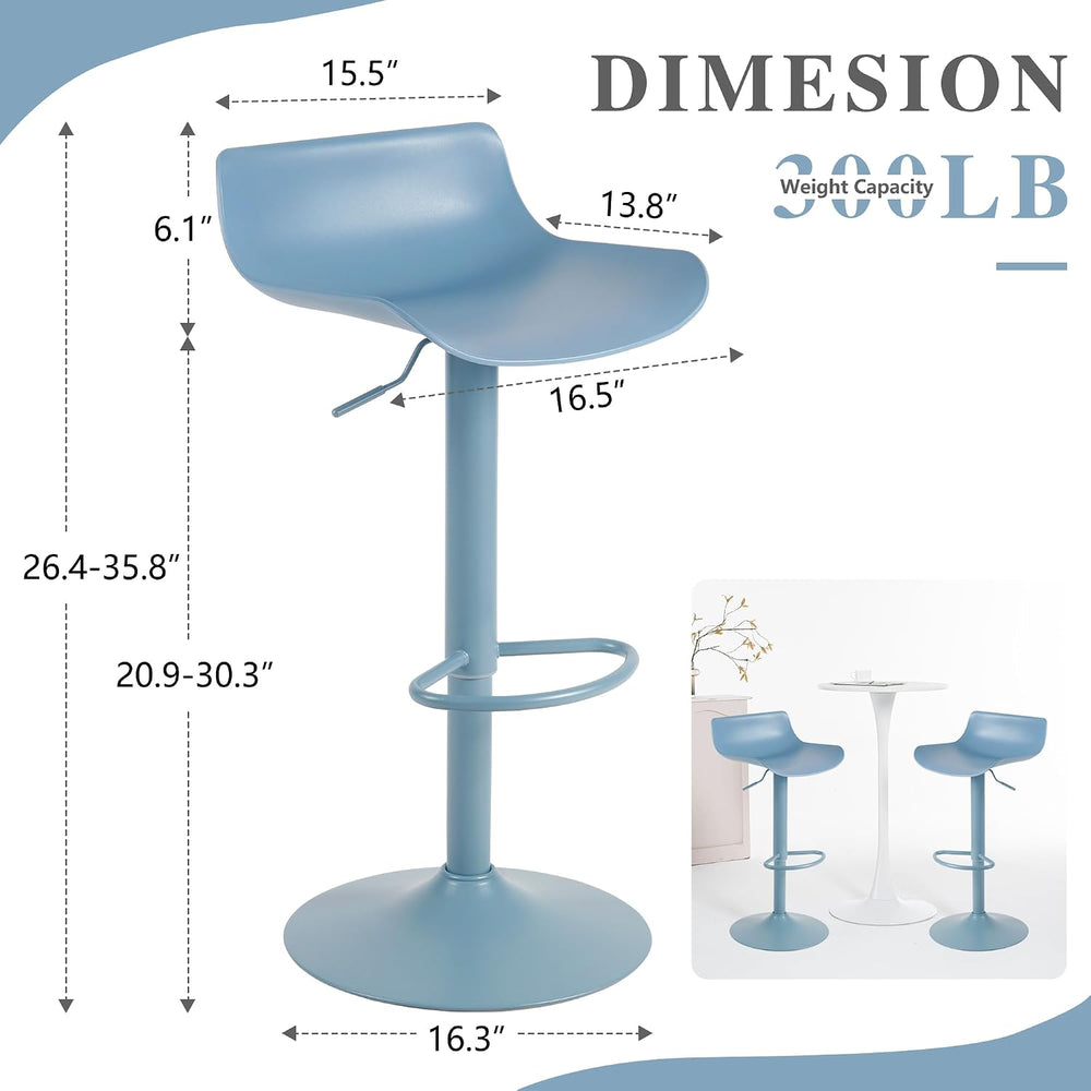 YOUNIKE Bar Stools Set of 2 Counter Height Chairs Barstools Light Blue