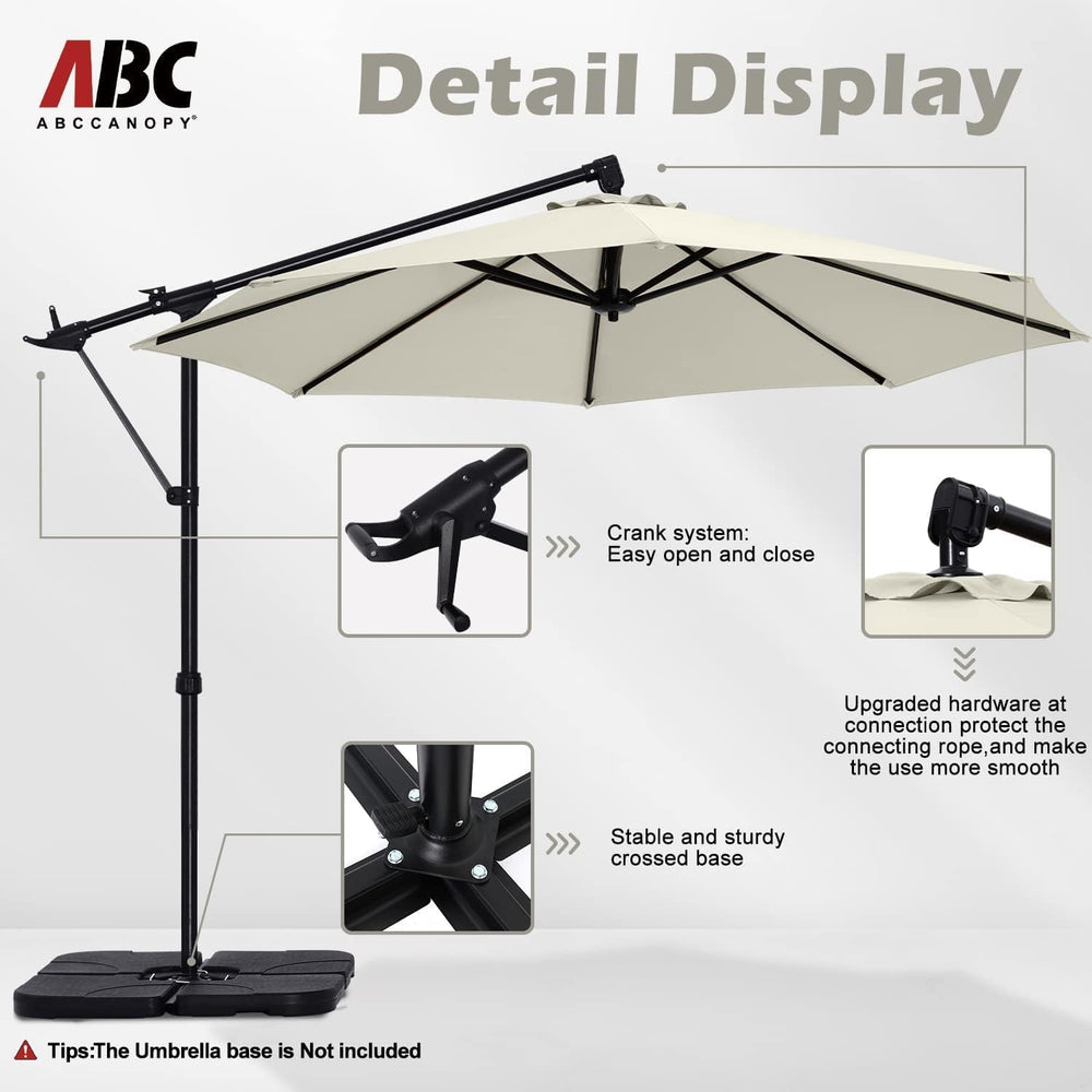 ABCCANOPY 10FT Cantilever Offset Hanging Patio Umbrella