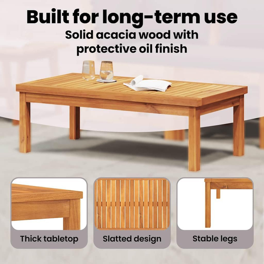 vidaXL Coffee Table 39.4"x19.7"x13" Solid Acacia Wood