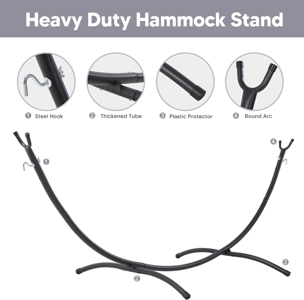 Stand Alone Hammocks for Outside, 2 Person Self Standing Hammock, Light Gray