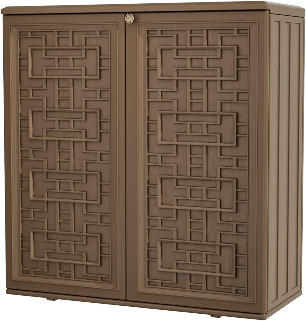 KINYING Outdoor Storage Cabinet Waterproof, Resin 62 Gallon Storage Box for P...